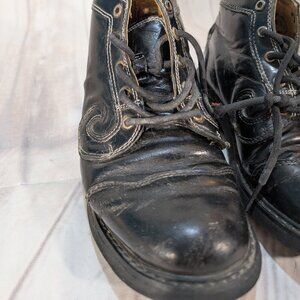 John Fluevog Black Leather Ankle Boots Lace-Up Women's Size 7.5